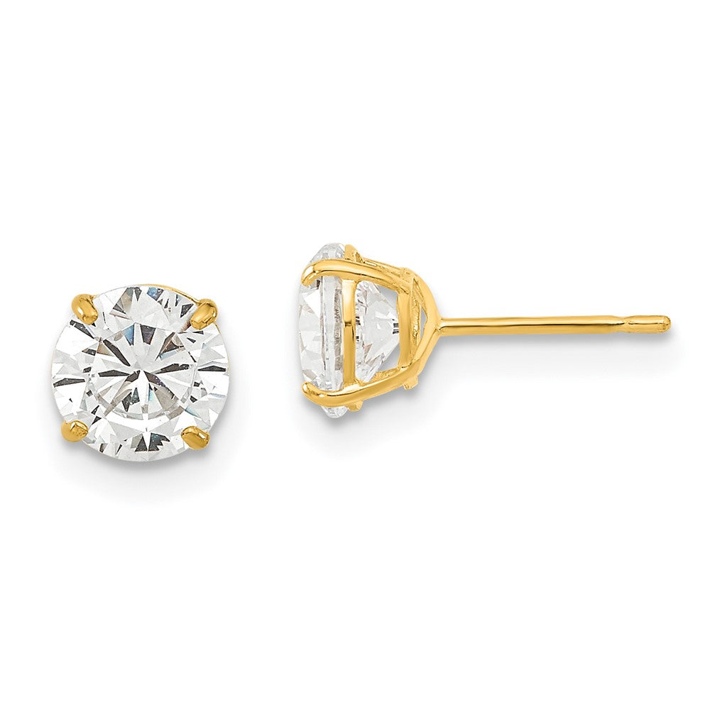 14k Madi K 6mm Round CZ Basket Set Stud Earrings (0.75 grams)
