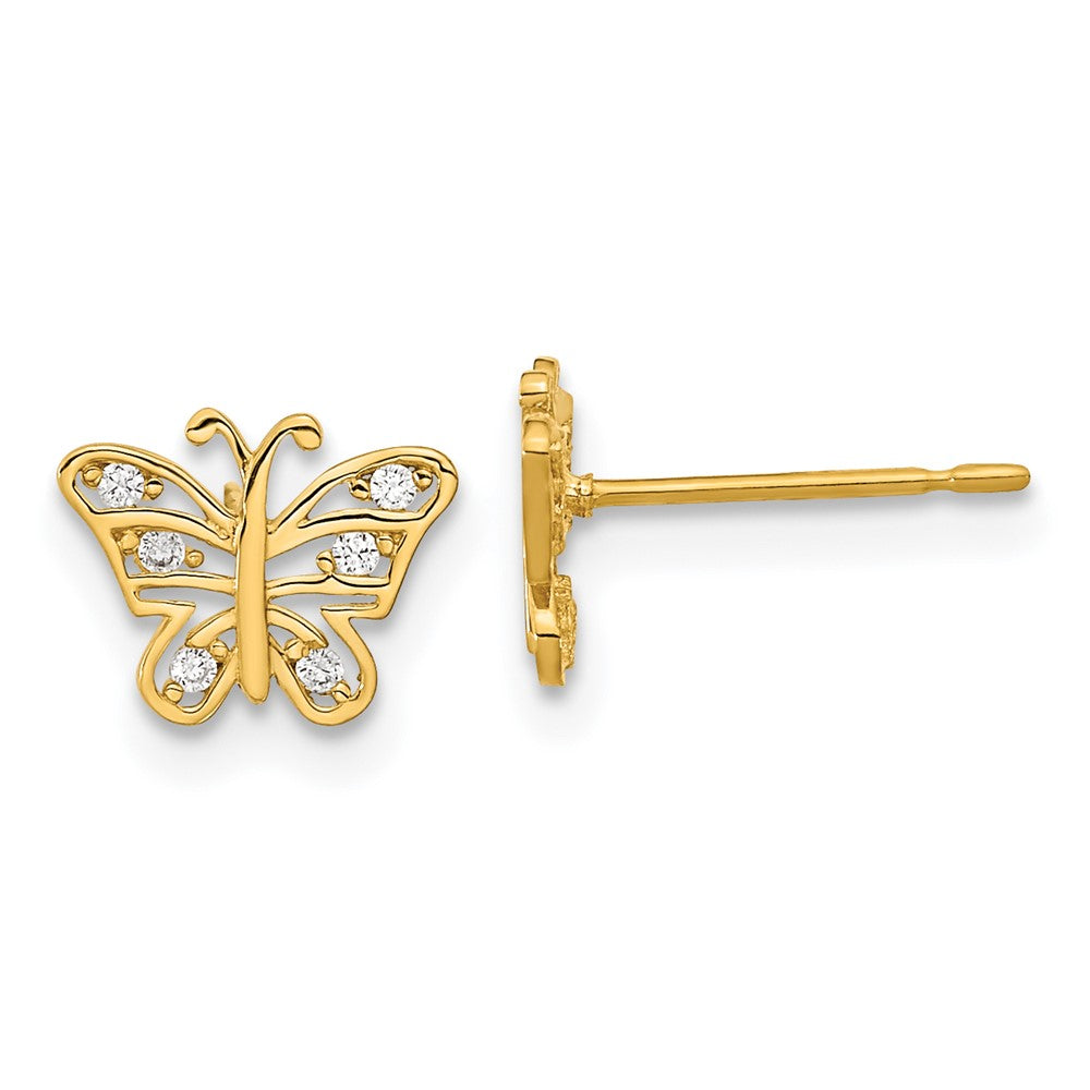 14k Madi K Kids CZ Butterfly Post Earrings (0.66 grams)