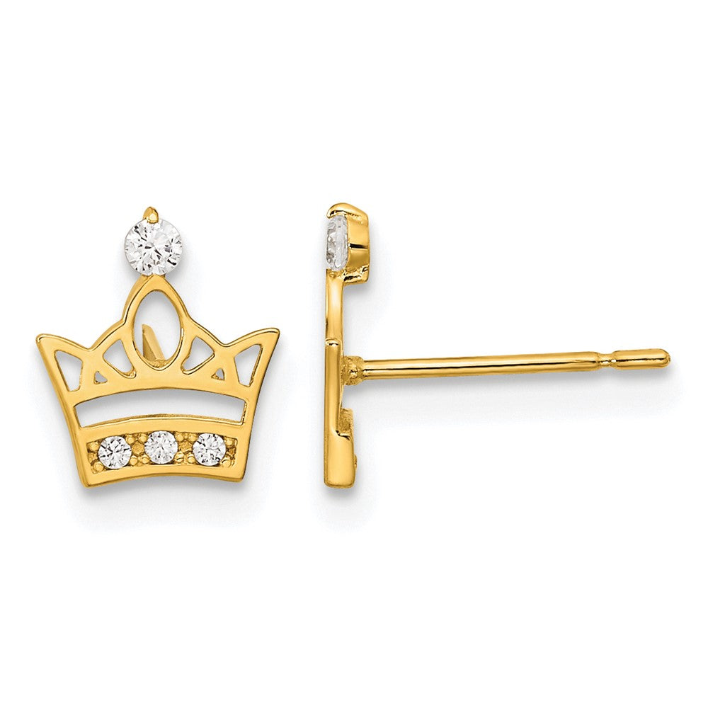 14k Madi K Kids CZ Crown Post Earrings (0.55 grams)