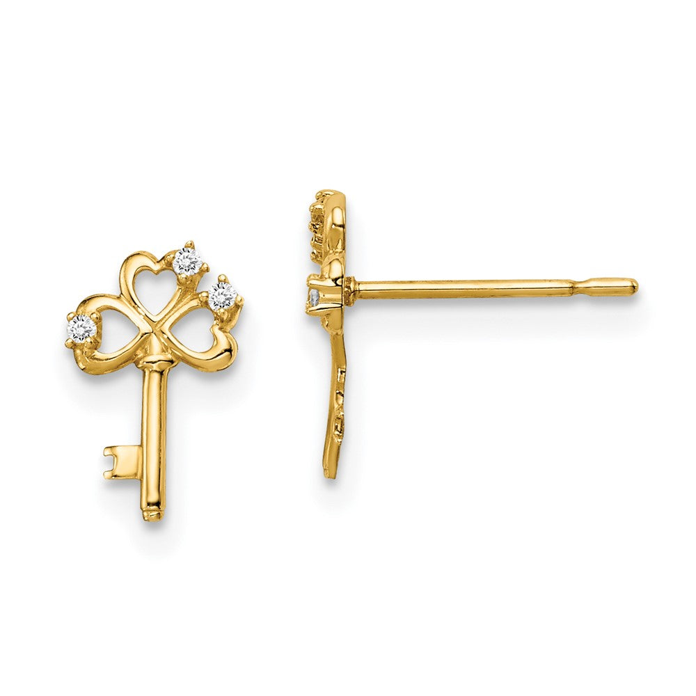14k Madi K CZ Key Post Earrings (0.54 grams)