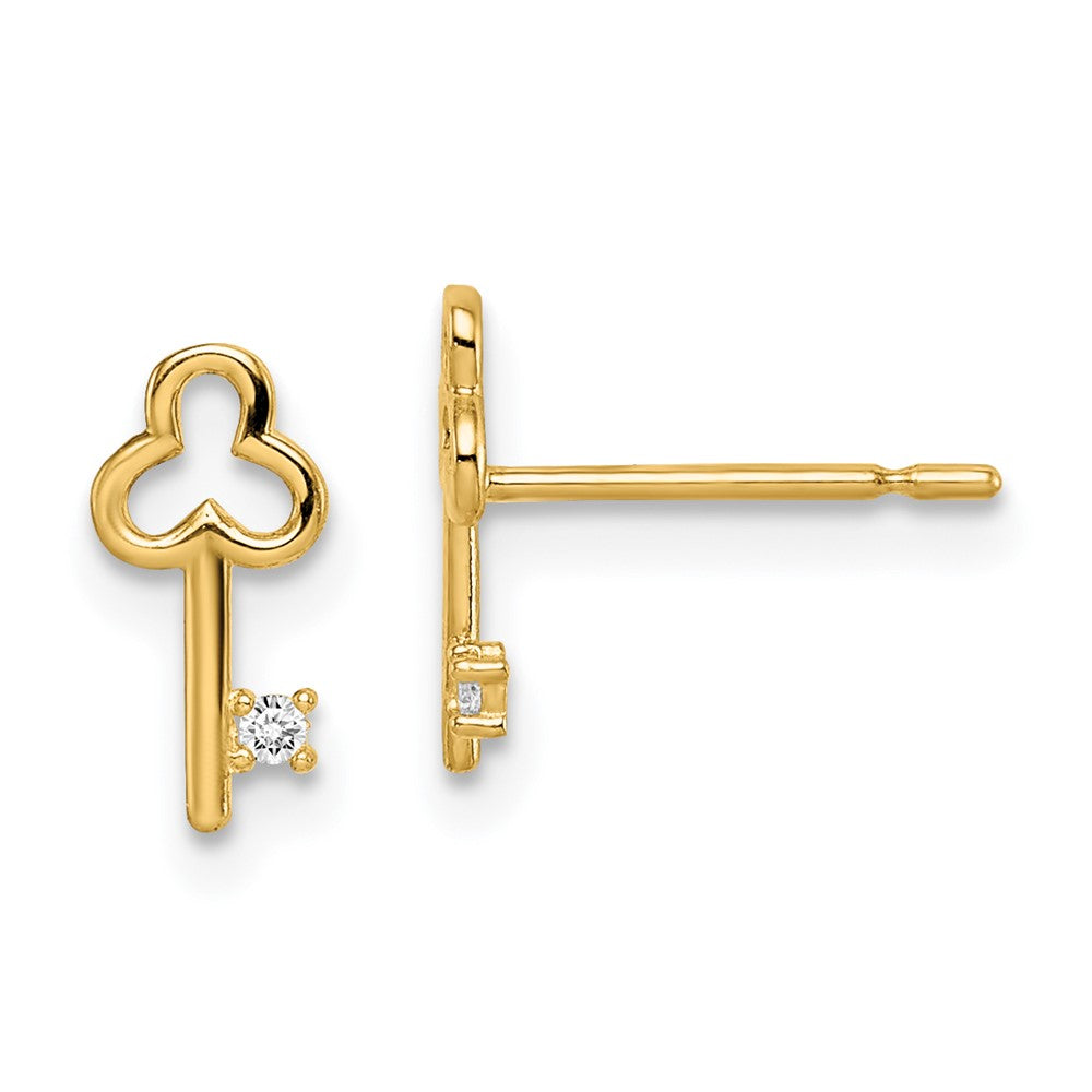 14k Madi K CZ Key Post Earrings (0.47 grams)