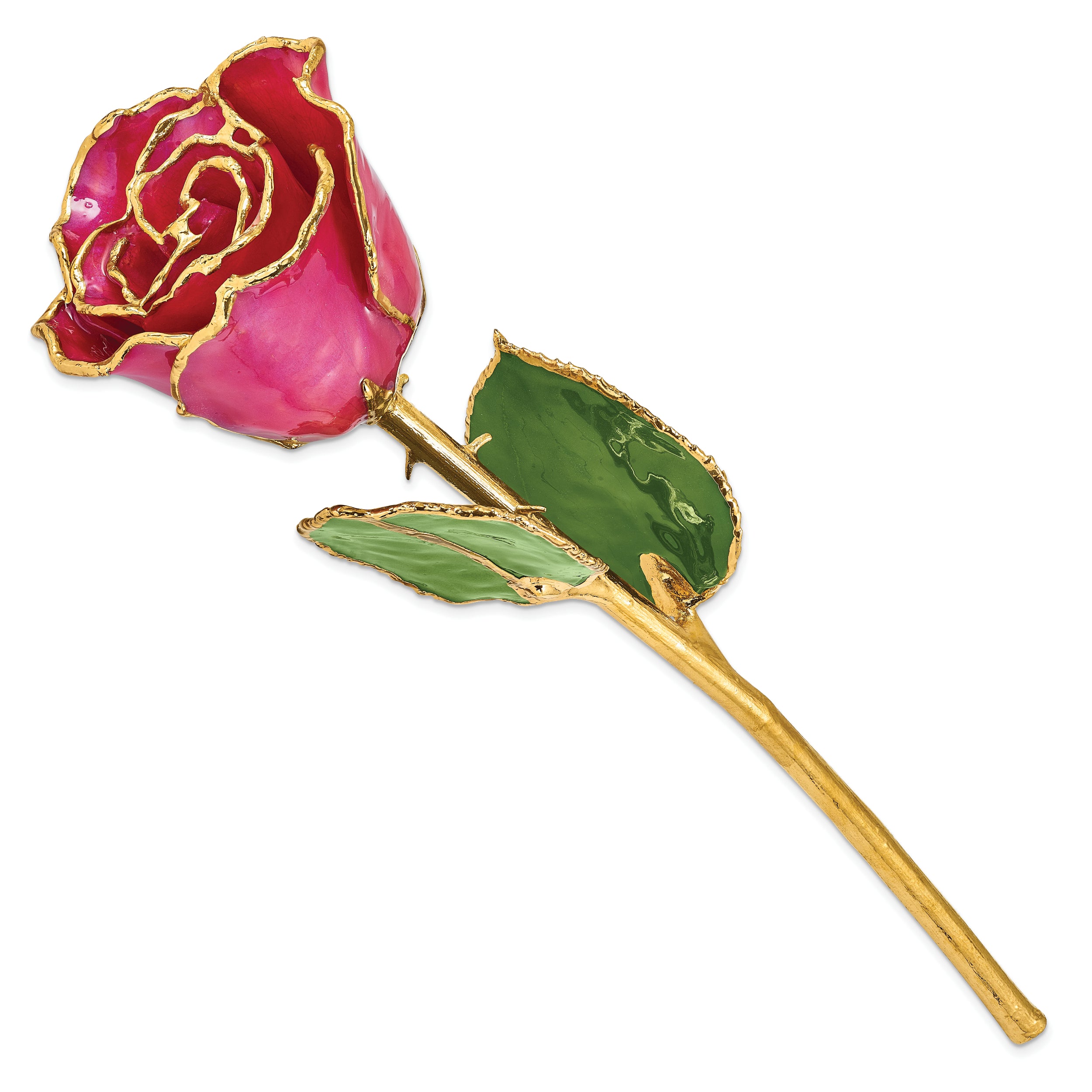Lacquer Dipped Gold Trim Plum Fuchsia Rose