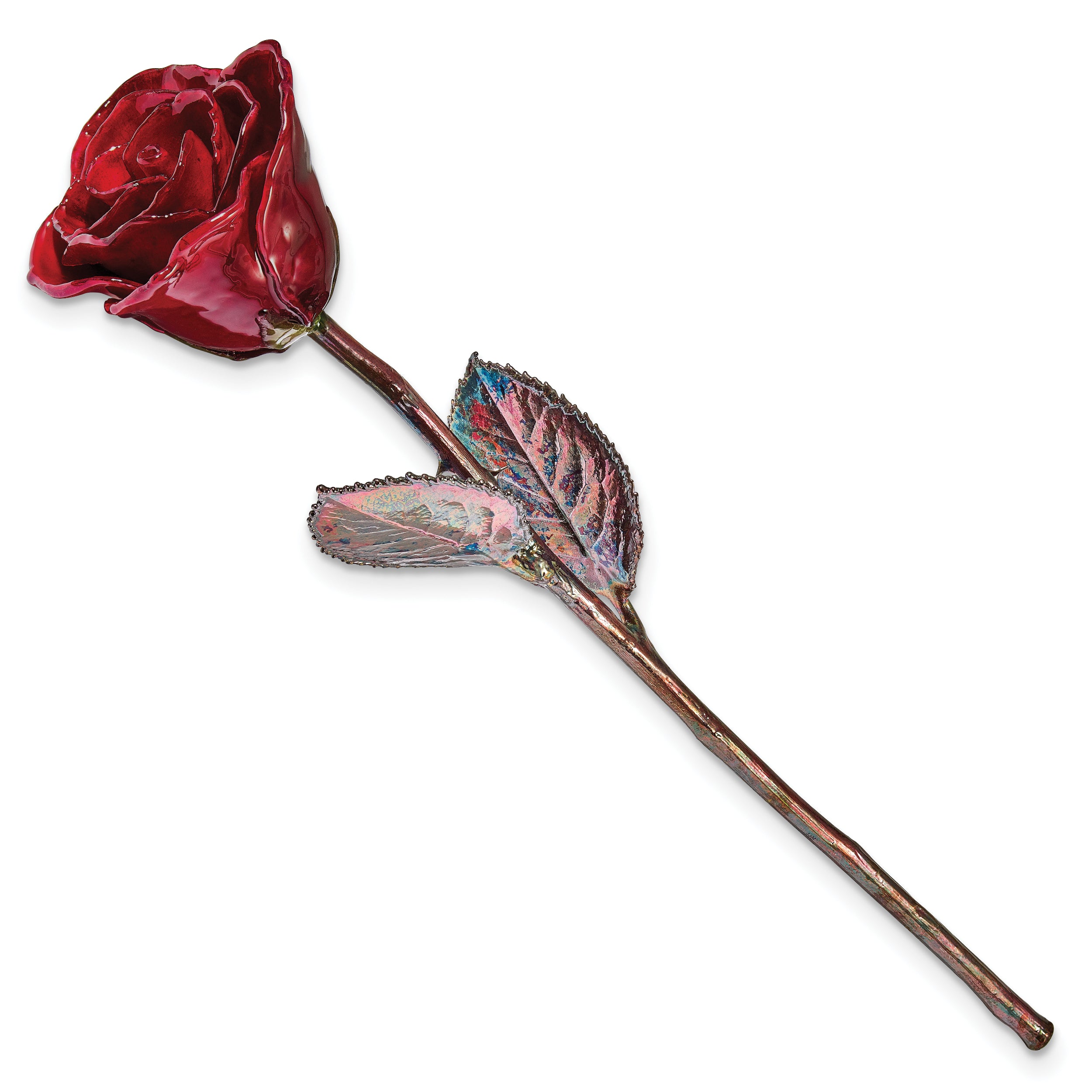 Lacquer Dipped Copper Trim Burgundy Rose