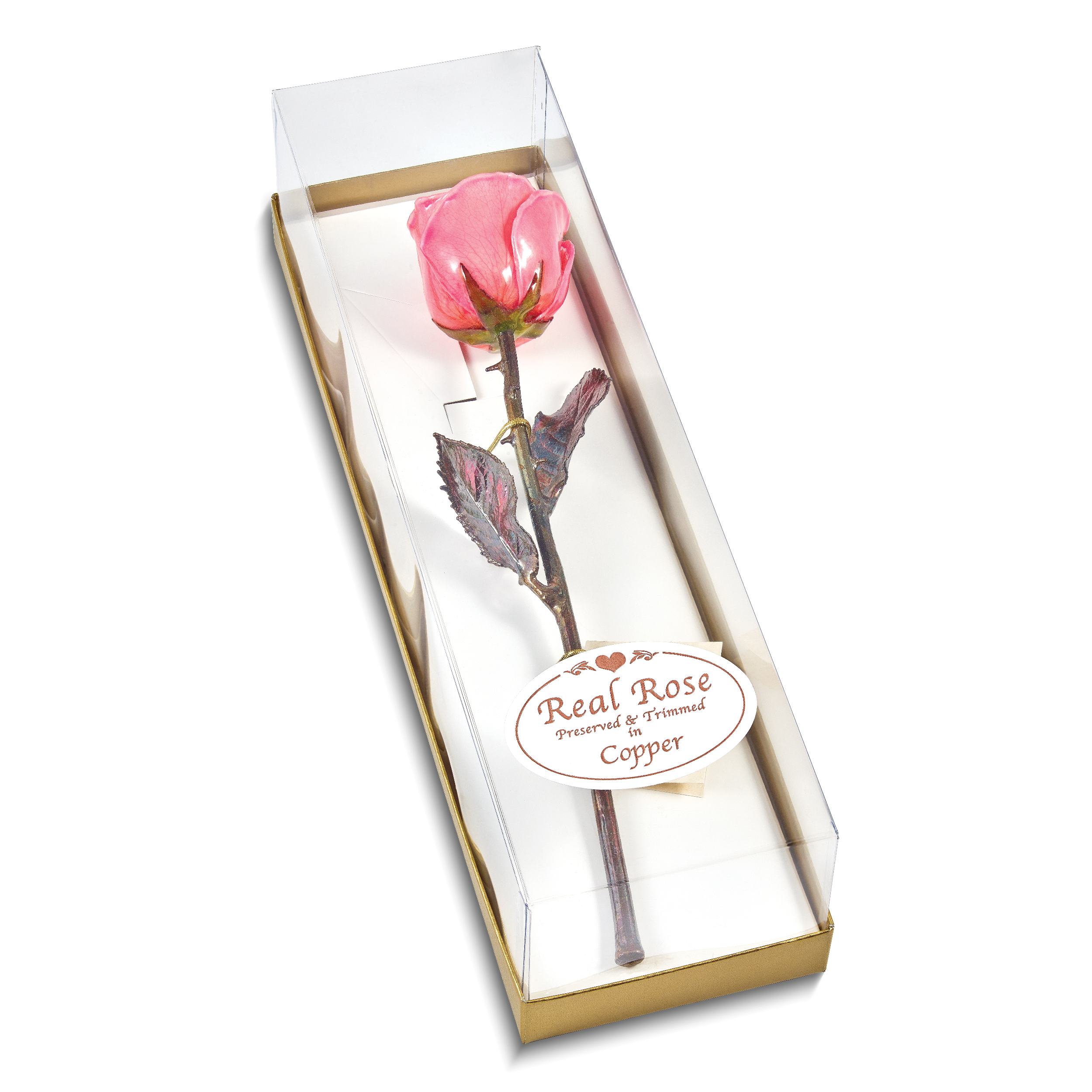 Lacquer Dipped Copper Trim Pink Rose