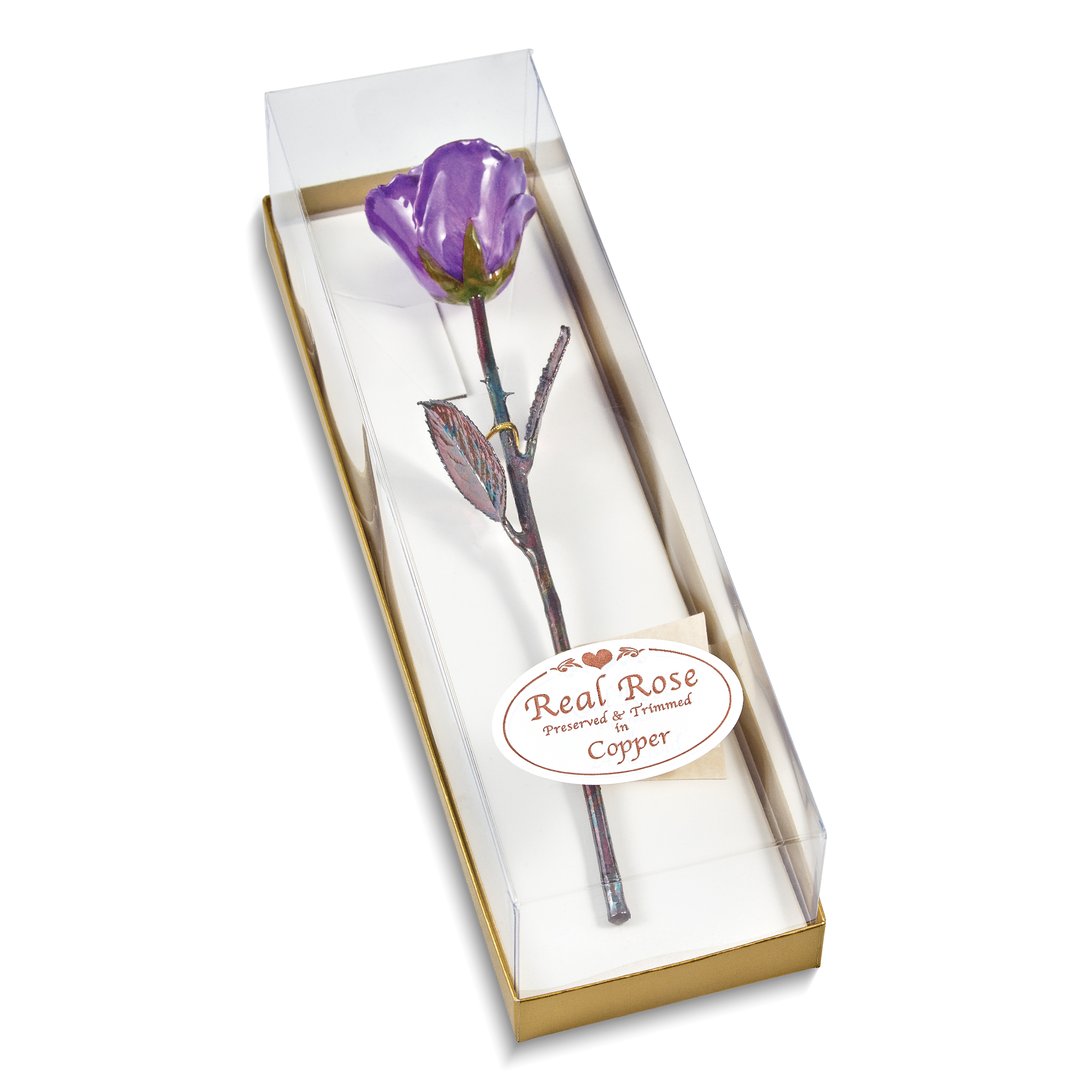 Lacquer Dipped Copper Trim Purple Rose