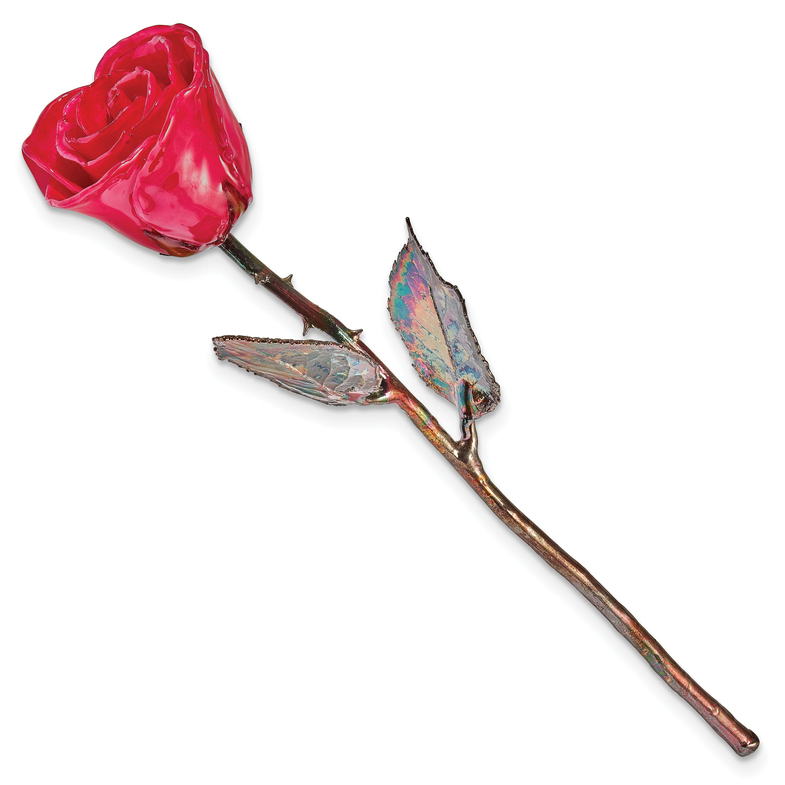 Lacquer Dipped Copper Trim Red Rose