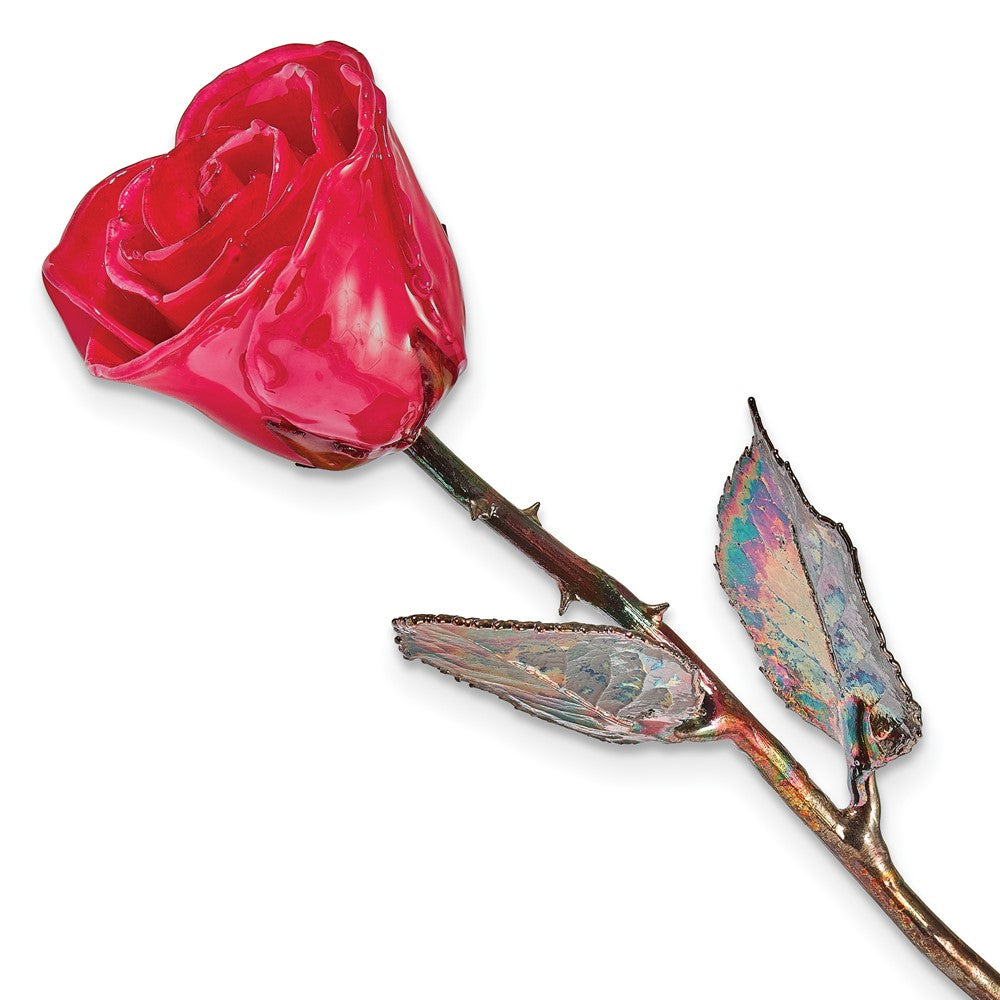 Lacquer Dipped Copper Trim Red Rose