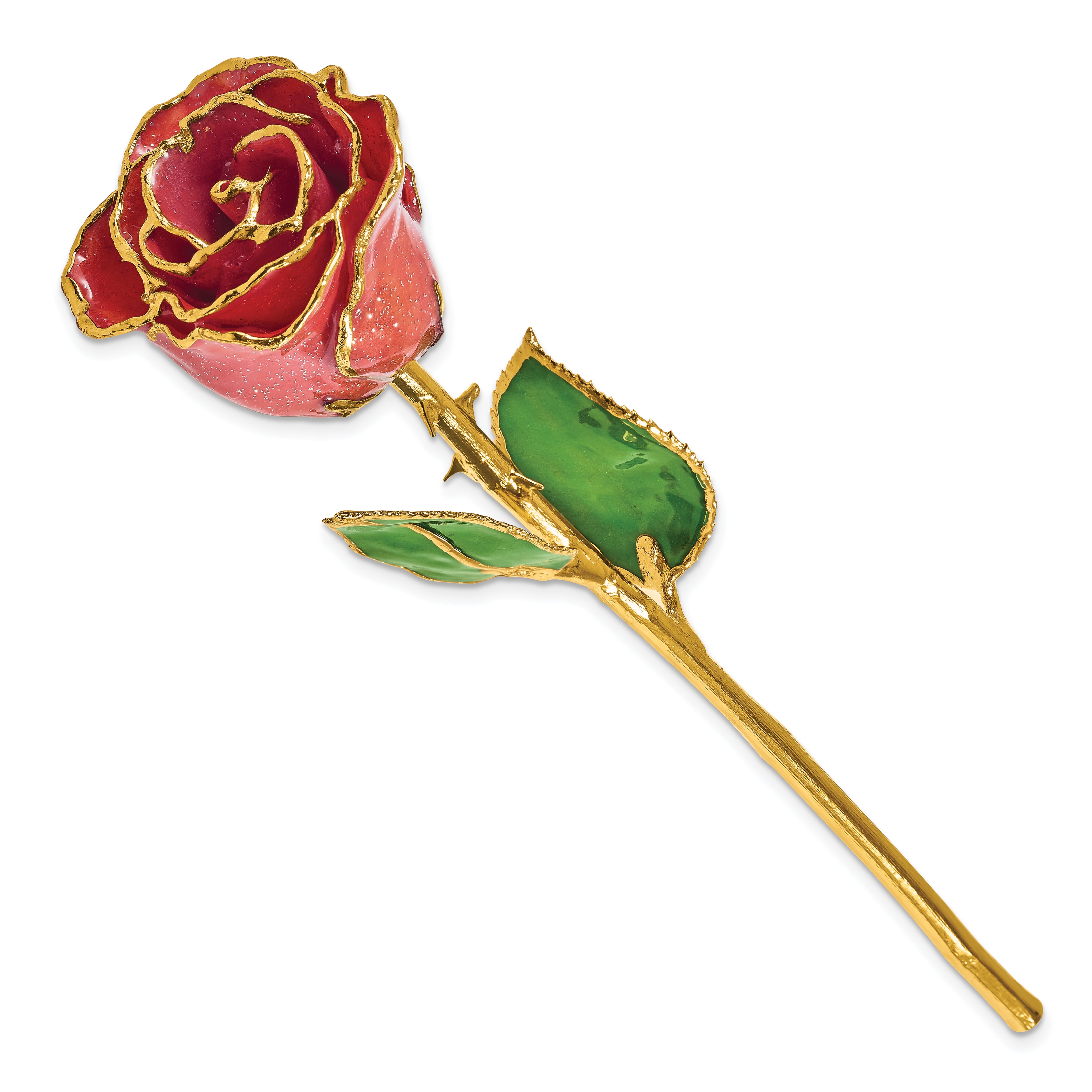 Lacquer Dipped Gold Trim Sonia Pearl Rose w/ Silver Sparkles