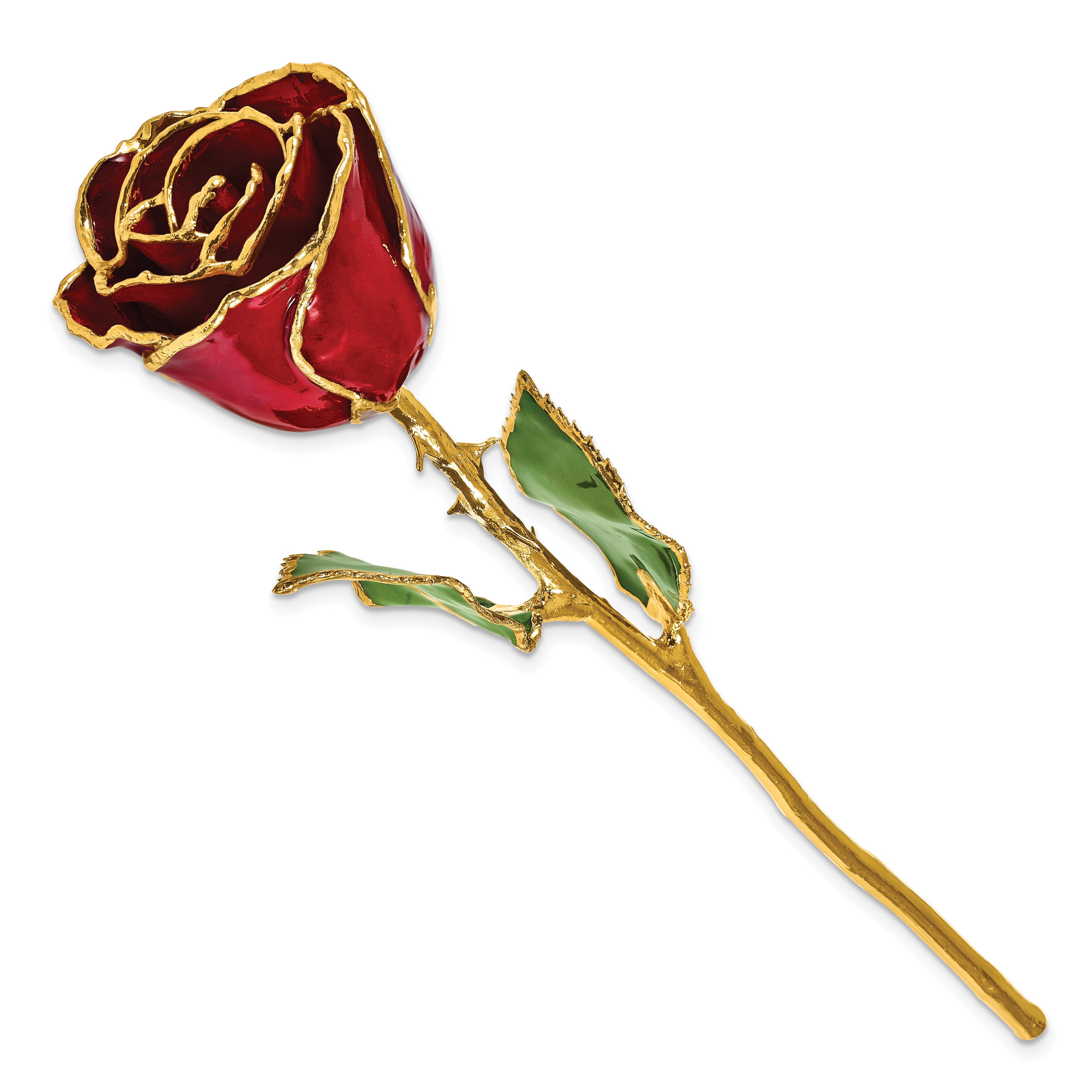 Lacquer Dipped Gold Trim January Birthstone Garnet Rose