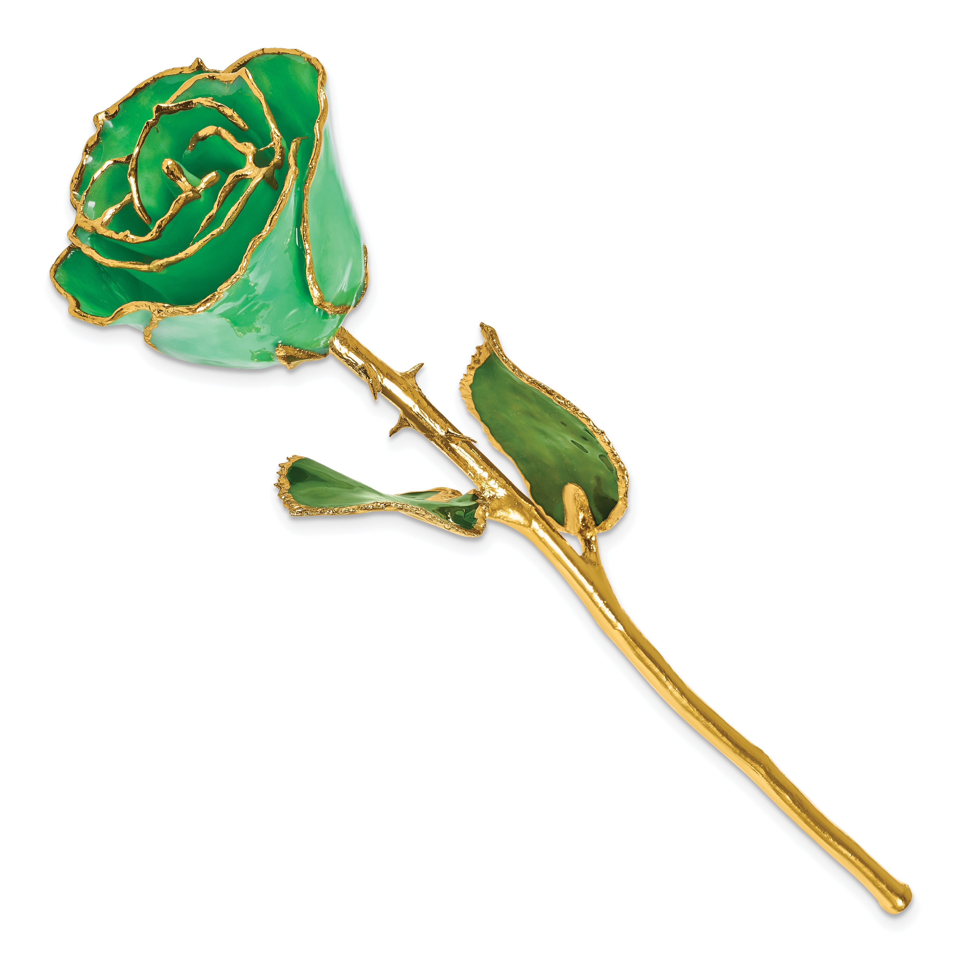 Lacquer Dipped Gold Trim May Birthstone Emerald Rose