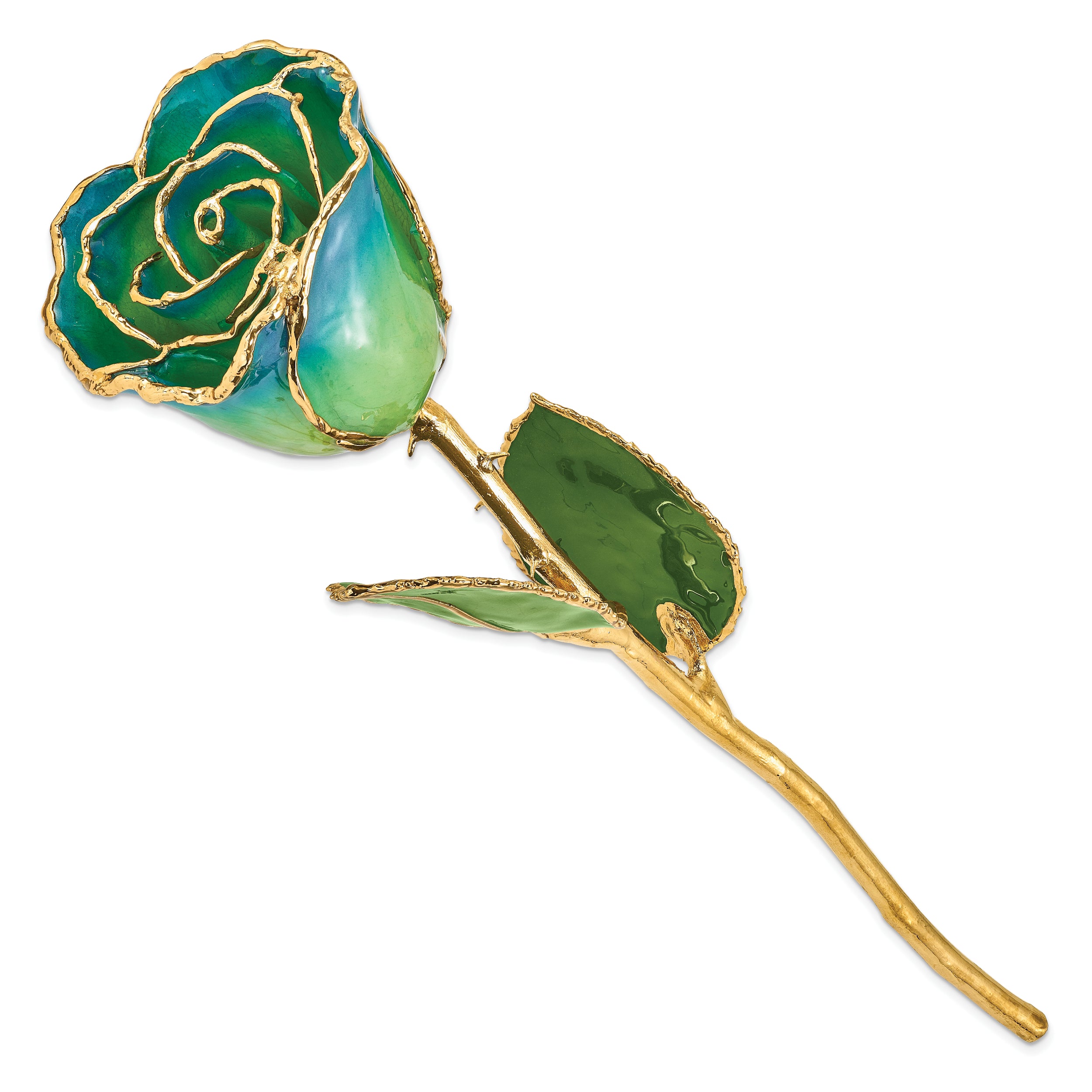 Lacquer Dipped Gold Trim Peridot and Navy Pearl Rose