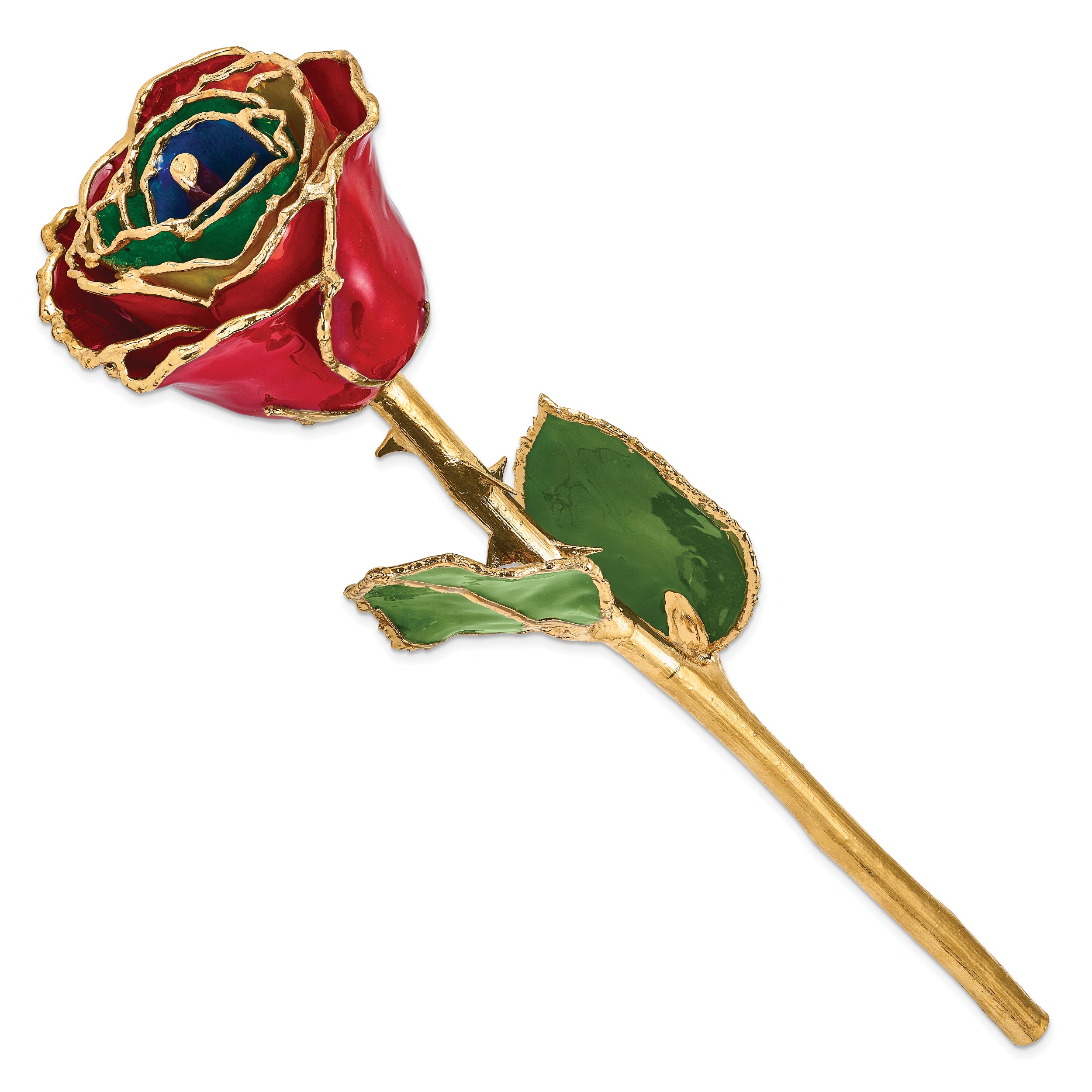Lacquer Dipped Gold Trim Gypsy Rainbow Rose