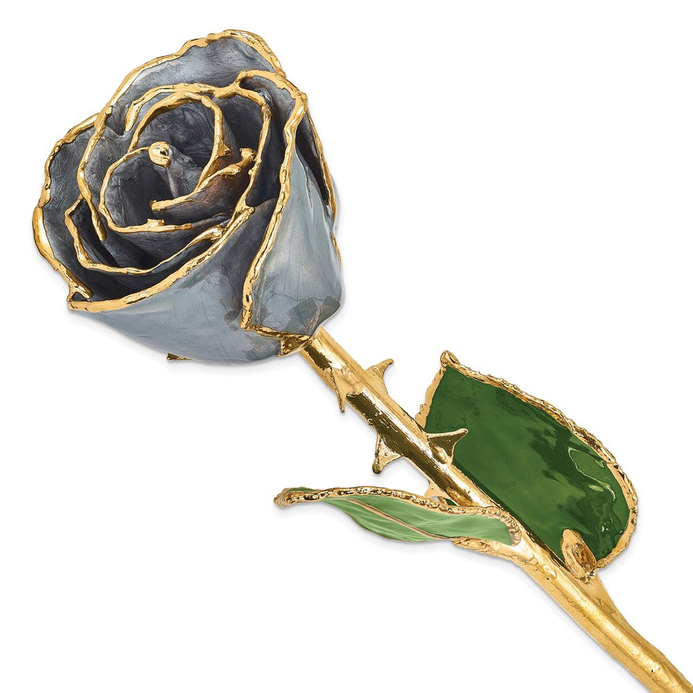 Lacquer Dipped Gold Trimmed Silver Moon Stone Rose