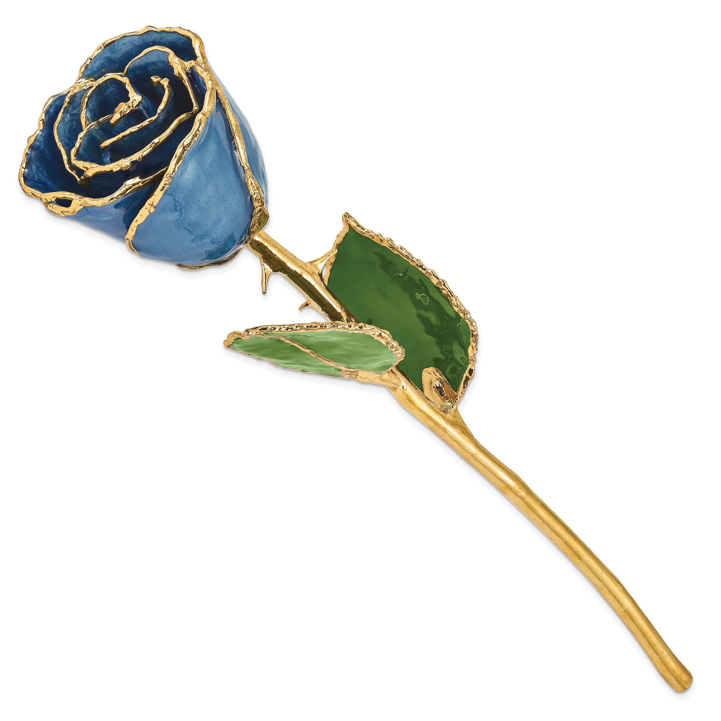 Lacquer Dipped Gold Trimmed Navy Pearl Rose