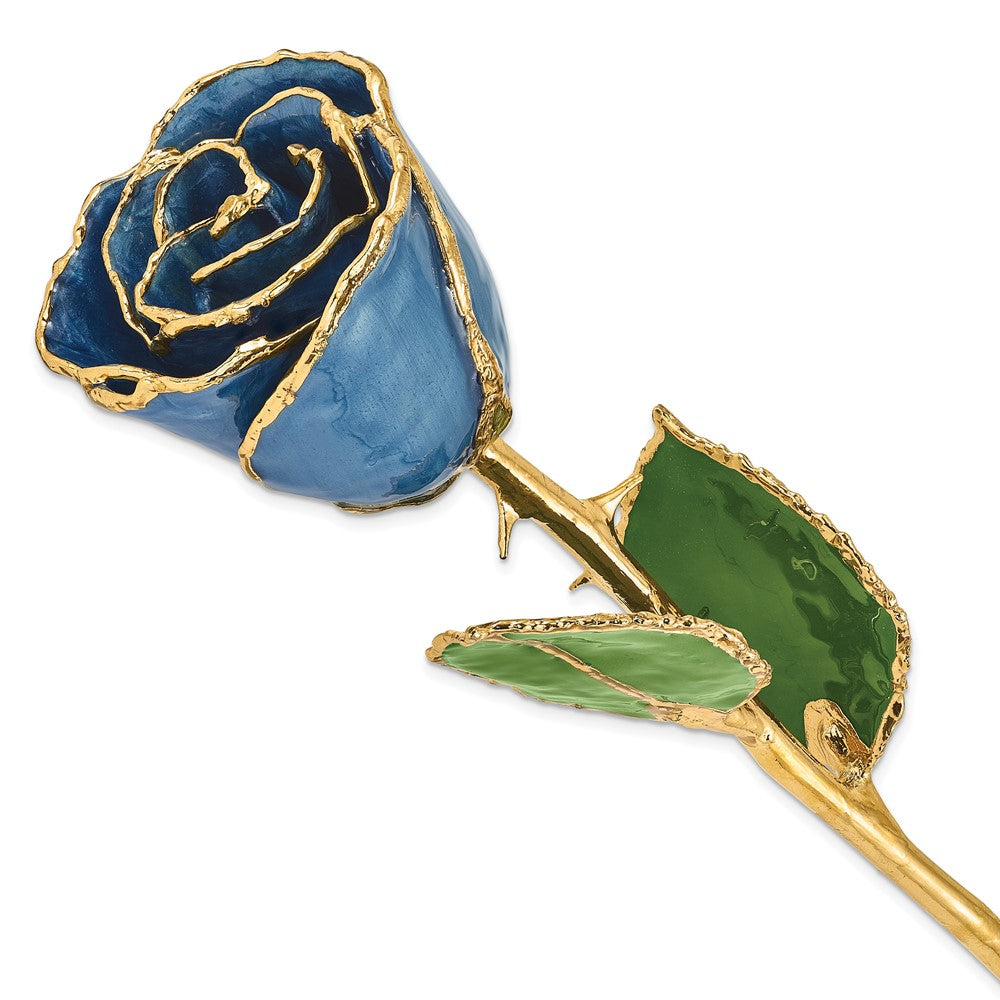 Lacquer Dipped Gold Trimmed Navy Pearl Rose