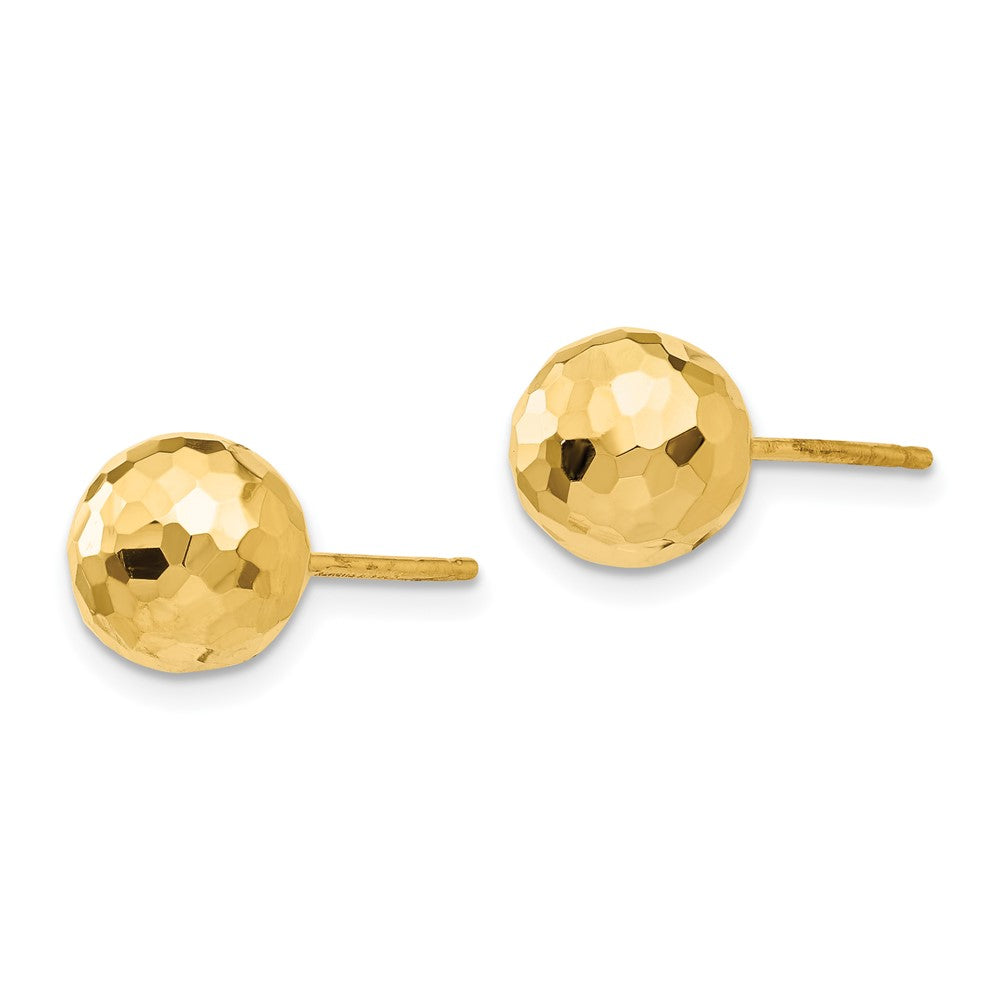 14k Yellow Gold 8 mm Gold Polished and Diamond Cut MM Ball Post Earrings (1.33 grams)