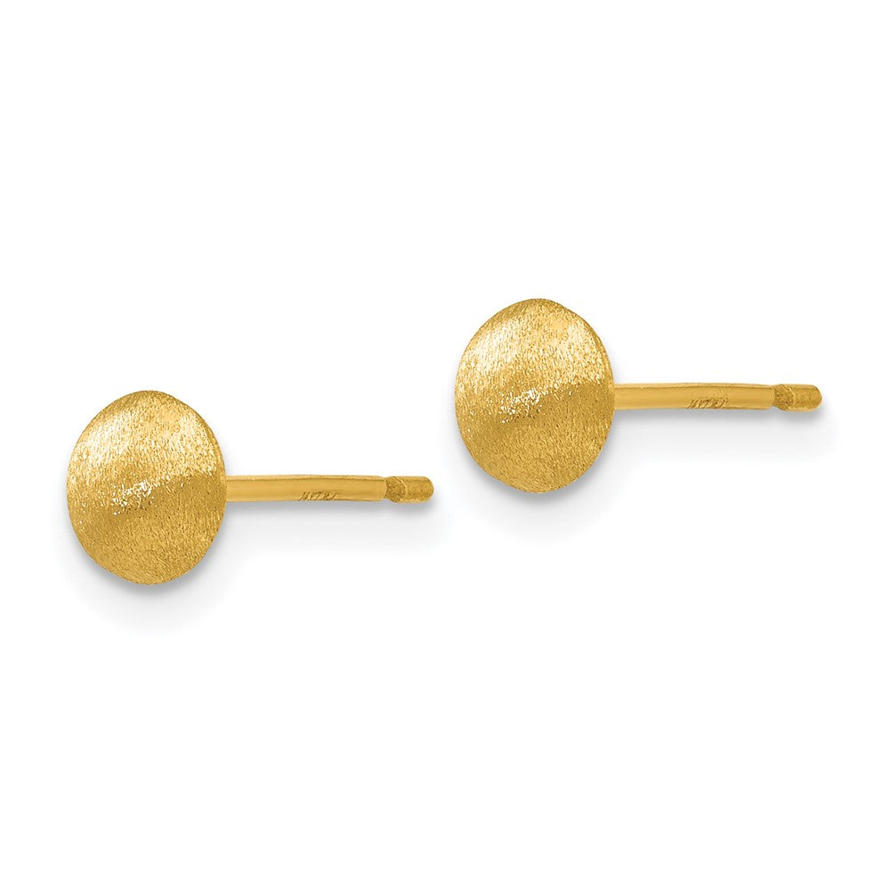 14k Yellow Gold 5 mm Satin Puffed Button Post Earrings (0.62 grams)