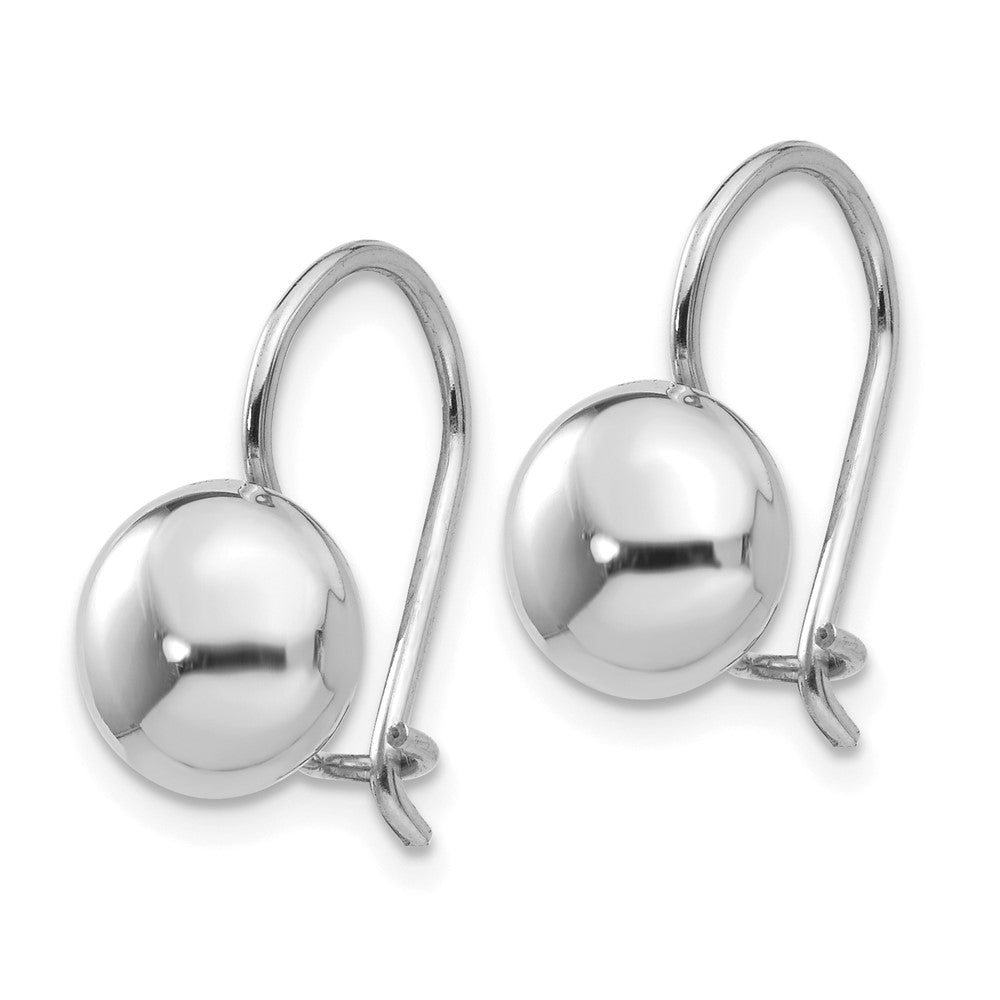 14k White Gold 8 mm Button Kidney Wire Earrings (1.39 grams)