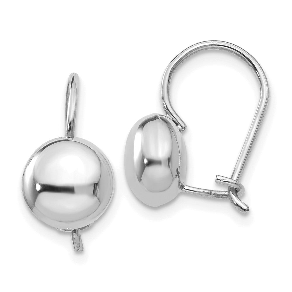 14k White Gold 8 mm Button Kidney Wire Earrings (1.39 grams)