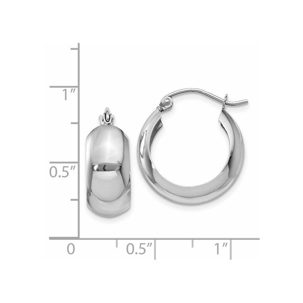 14k White Gold 7 mm Fancy Hoop Earrings (2.05 grams)