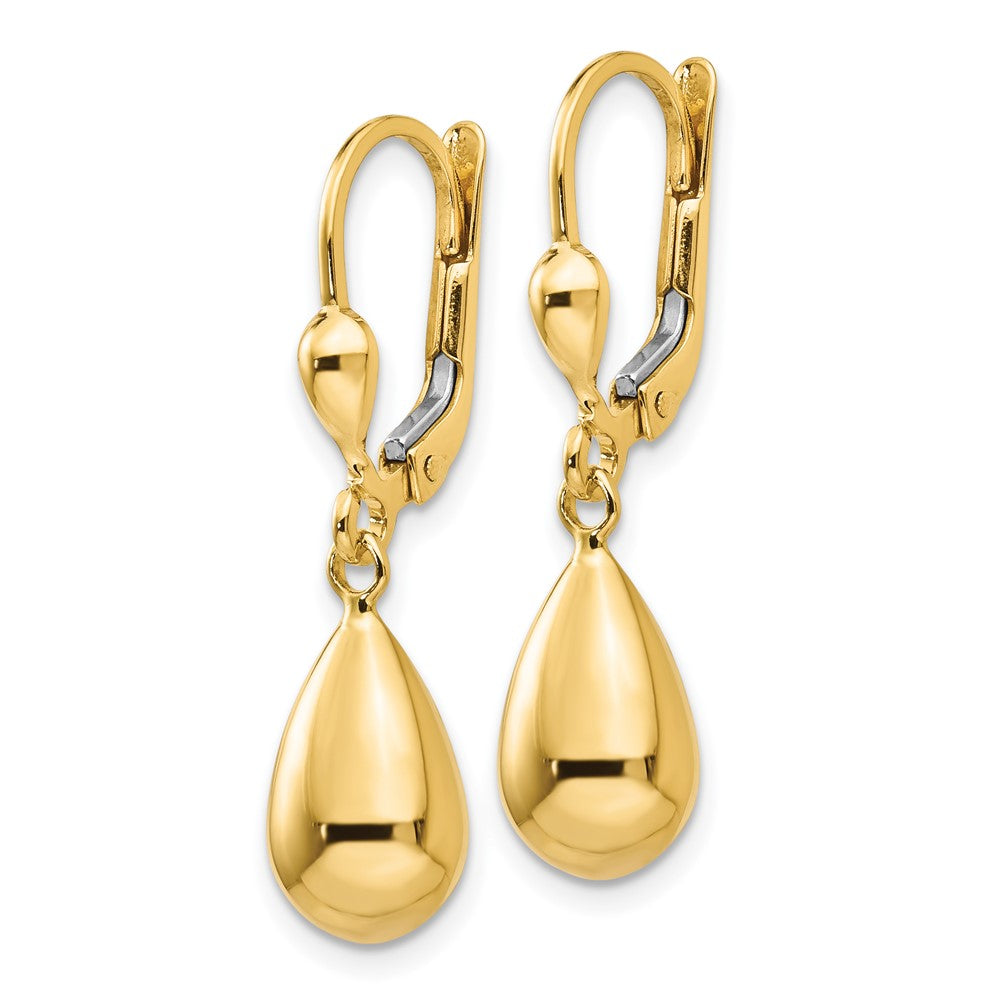 14k Yellow Gold 7 mm Polished Fancy Dangle Leverback Earrings (2.04 grams)