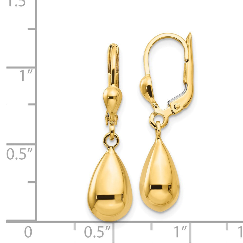 14k Yellow Gold 7 mm Polished Fancy Dangle Leverback Earrings (2.04 grams)