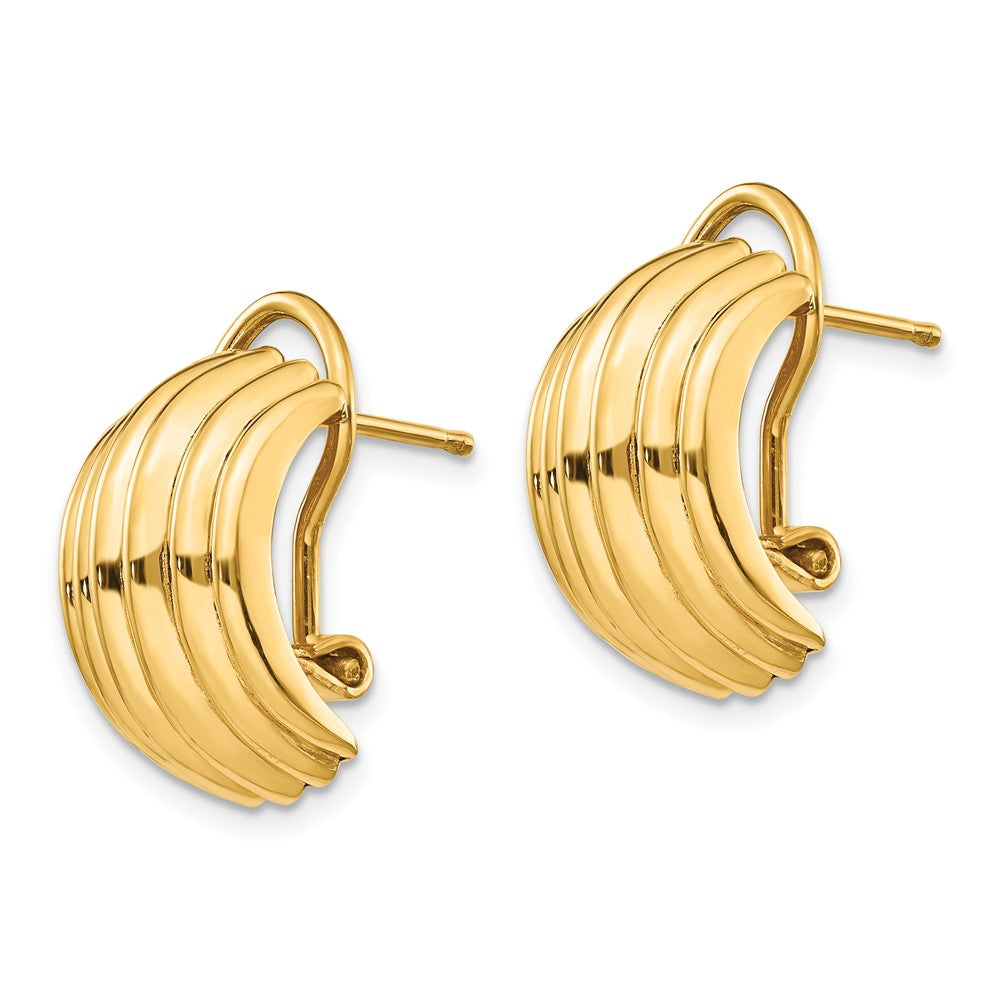 14k Yellow Gold 9.5 mm Polished Fancy Omega Back Post Earrings (3.5 grams)