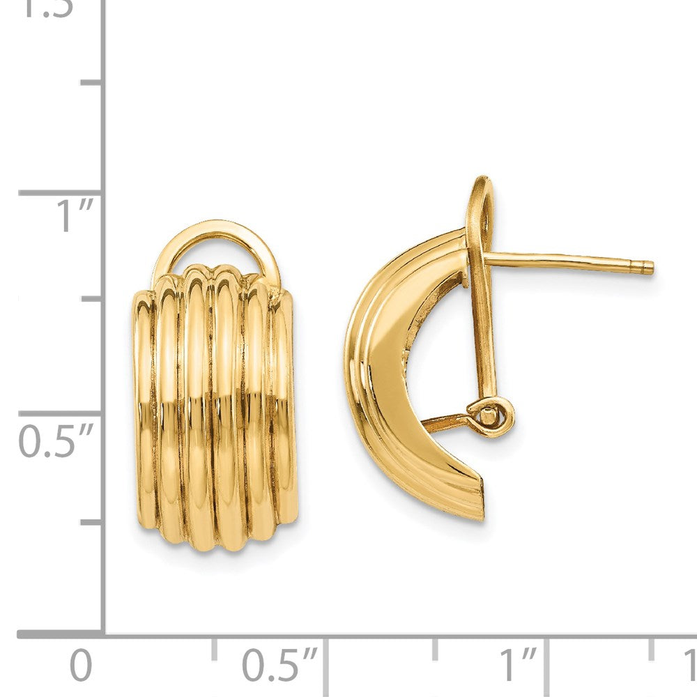 14k Yellow Gold 9.5 mm Polished Fancy Omega Back Post Earrings (3.5 grams)