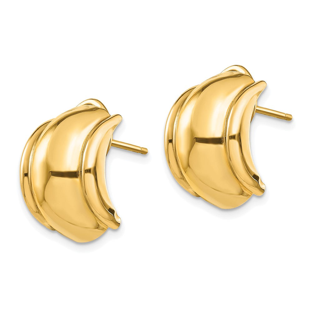 14k Yellow Gold 12 mm Polished Fancy Omega Back Post Earrings (3.4 grams)