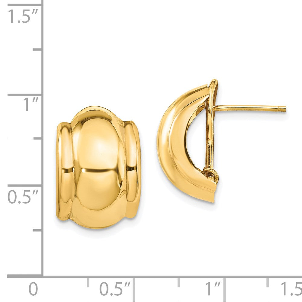 14k Yellow Gold 12 mm Polished Fancy Omega Back Post Earrings (3.4 grams)