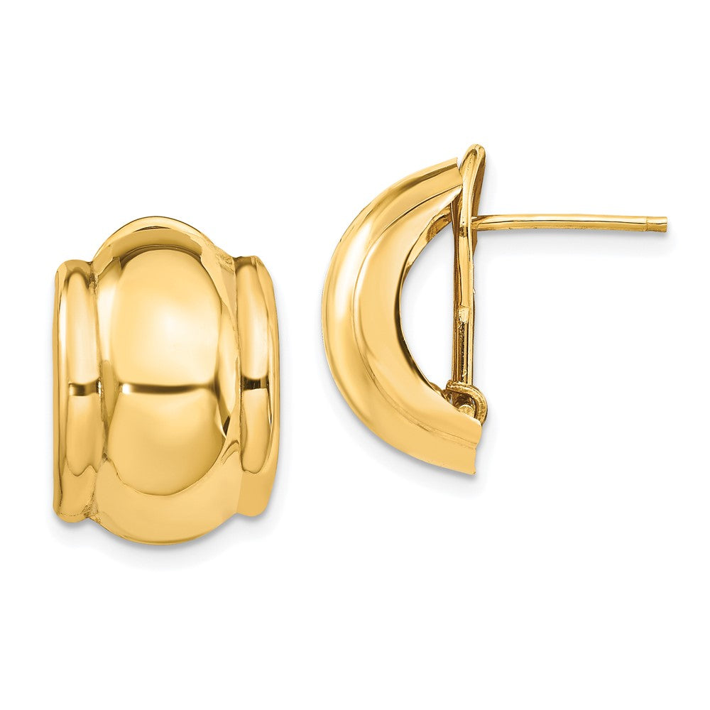 14k Yellow Gold 12 mm Polished Fancy Omega Back Post Earrings (3.4 grams)