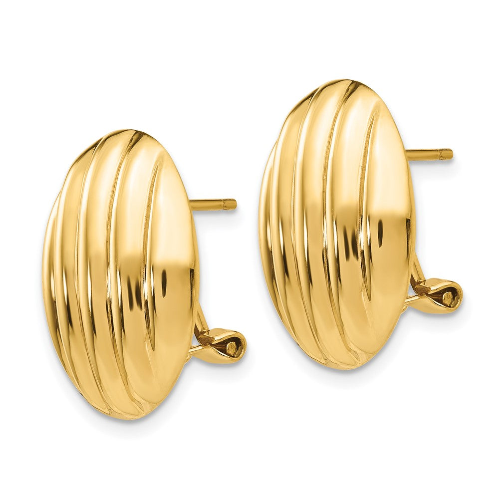 14k Yellow Gold 18 mm Polished Fancy Omega Back Post Earrings (4.35 grams)
