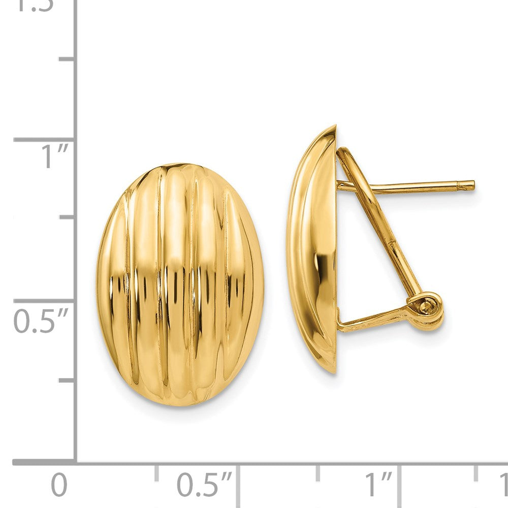 14k Yellow Gold 18 mm Polished Fancy Omega Back Post Earrings (4.35 grams)