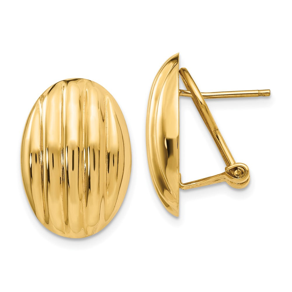 14k Yellow Gold 18 mm Polished Fancy Omega Back Post Earrings (4.35 grams)