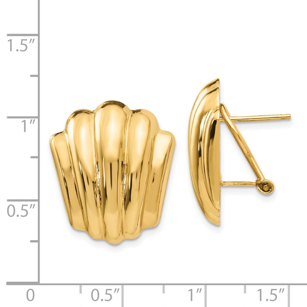 14k Yellow Gold 19 mm Polished Fancy Omega Back Post Earrings (5.98 grams)