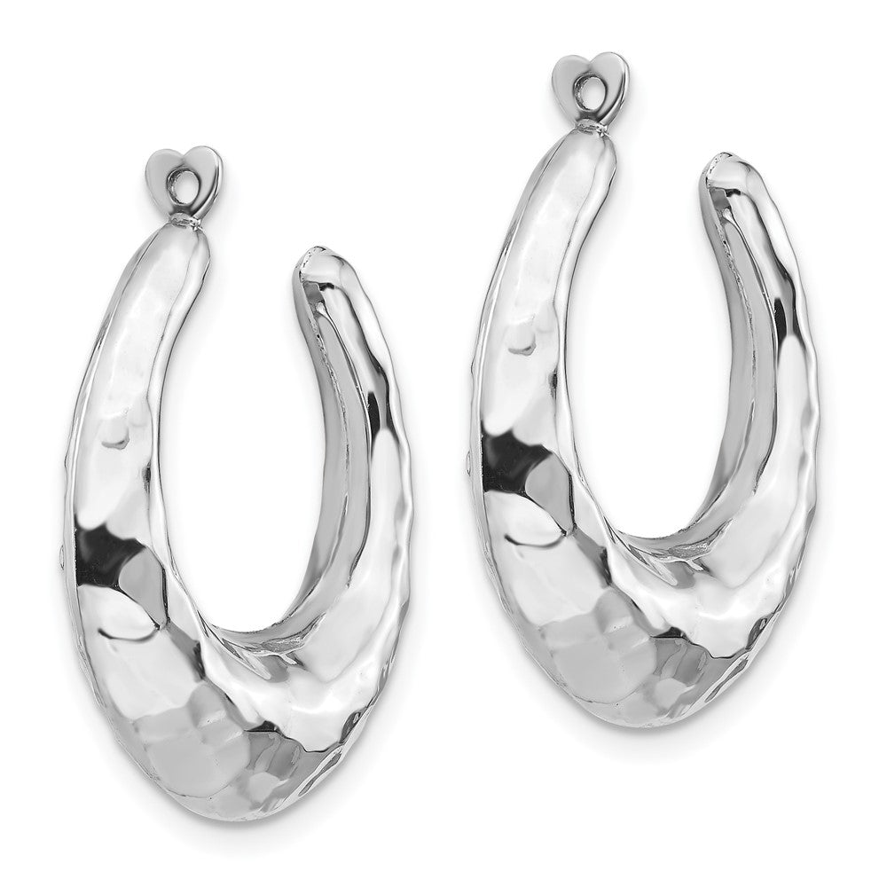 14k White Gold 6 mm red Hoop Earring Jackets (2.96 grams)