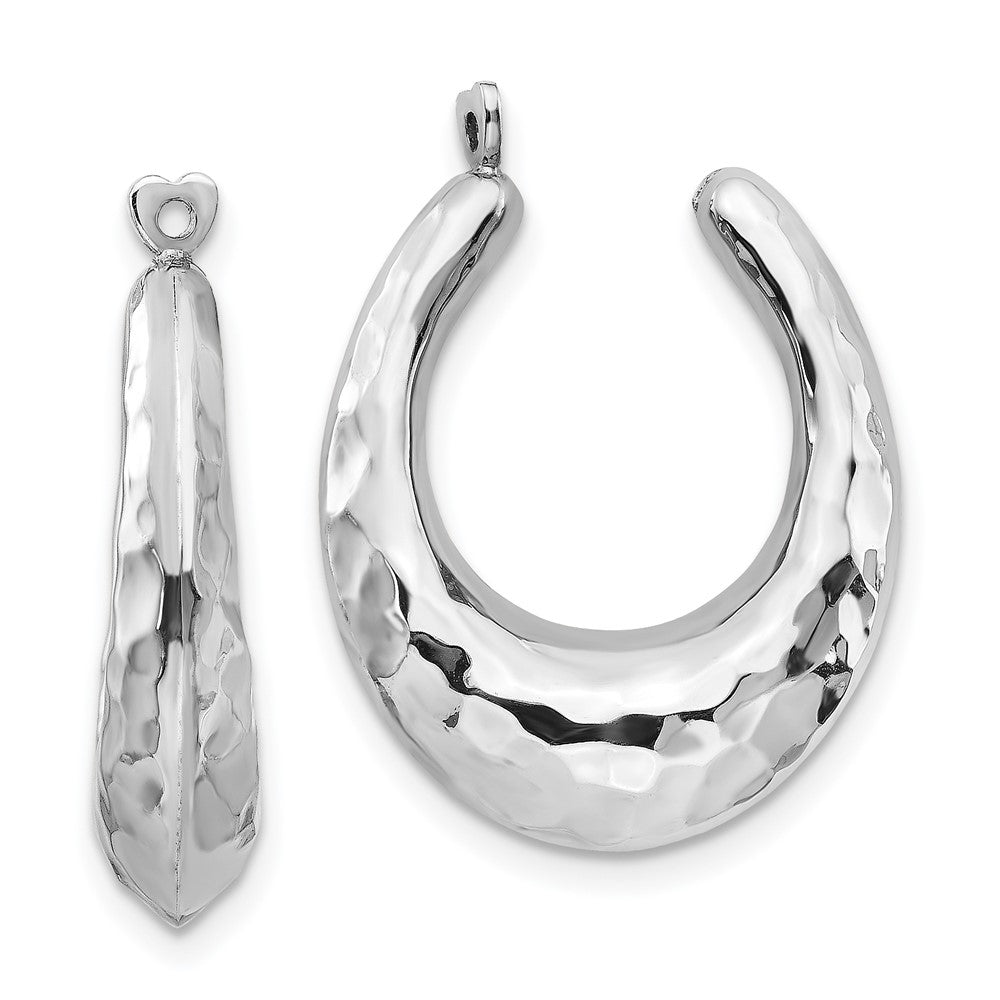 14k White Gold 6 mm red Hoop Earring Jackets (2.96 grams)