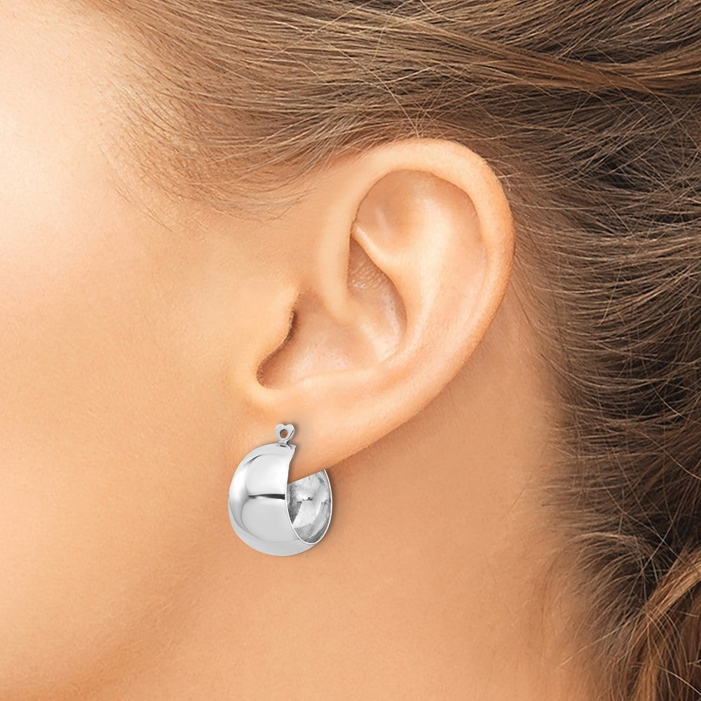 14k White Gold 11 mm Polished Hoop Earring Jackets (2.52 grams)