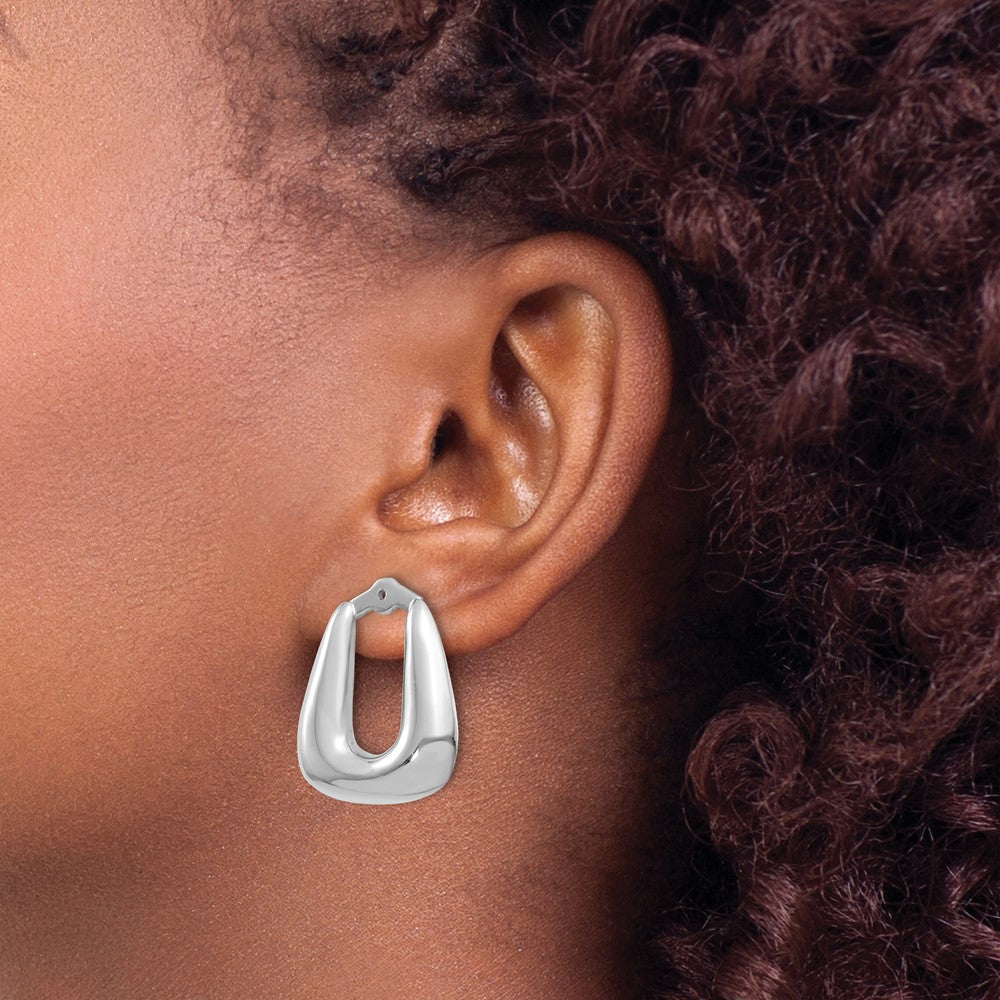 14k White Gold 21 mm Polished Hoop Earring Jackets (2.49 grams)