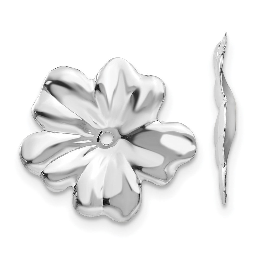 14k White Gold 11 mm Floral Earring Jackets (0.85 grams)