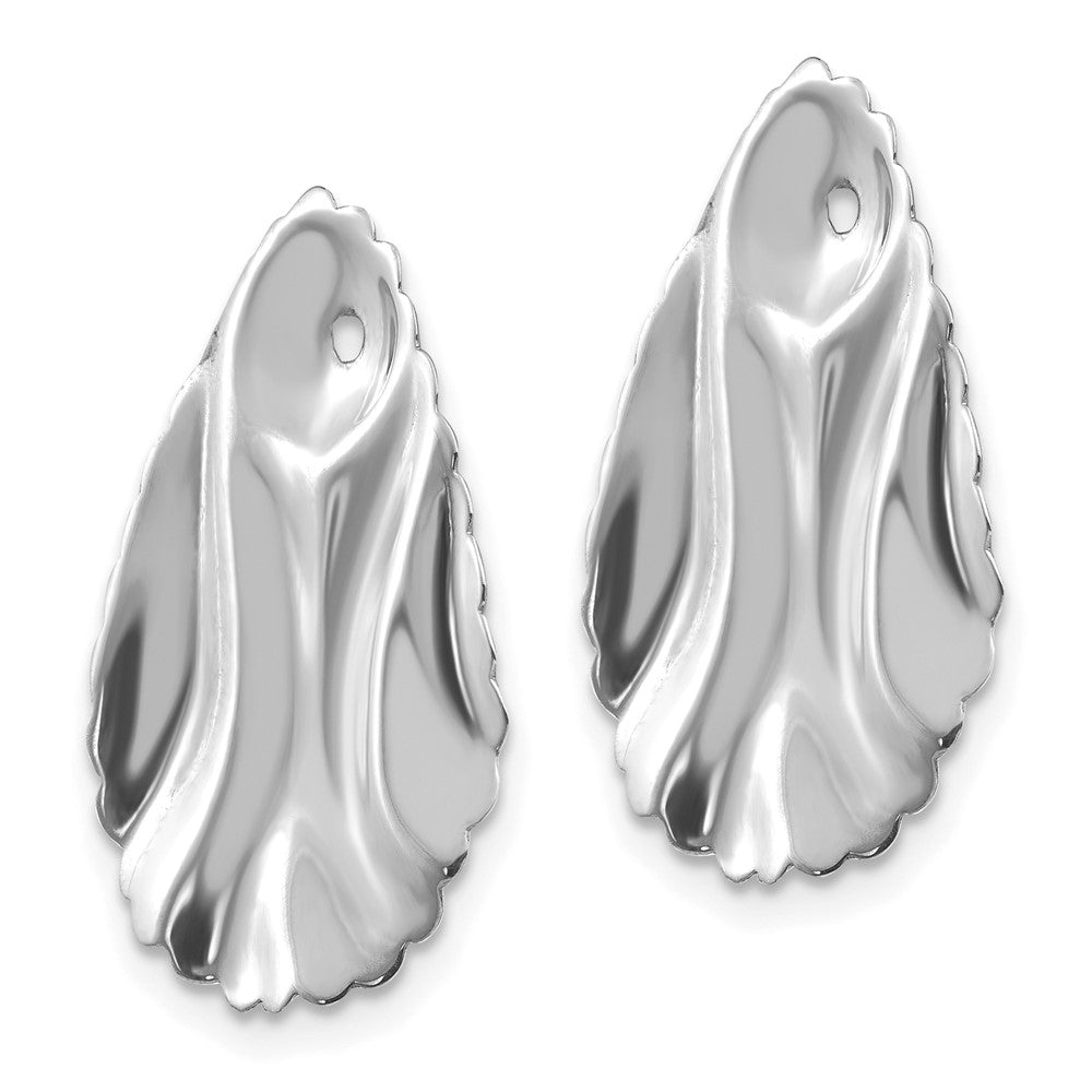 14k White Gold 16 mm red Oval Earring Jackets (1.59 grams)