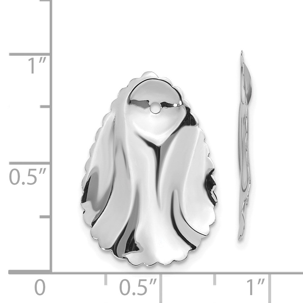 14k White Gold 16 mm red Oval Earring Jackets (1.59 grams)