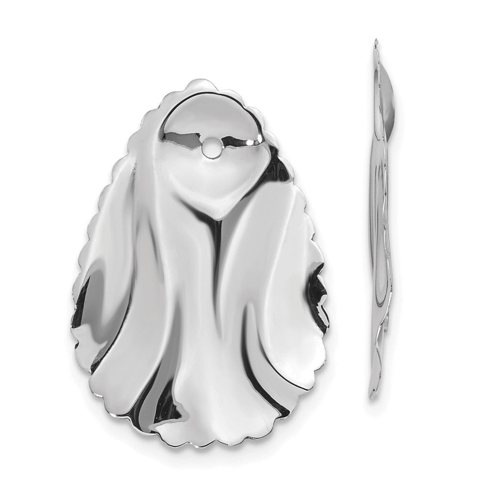 14k White Gold 16 mm red Oval Earring Jackets (1.59 grams)