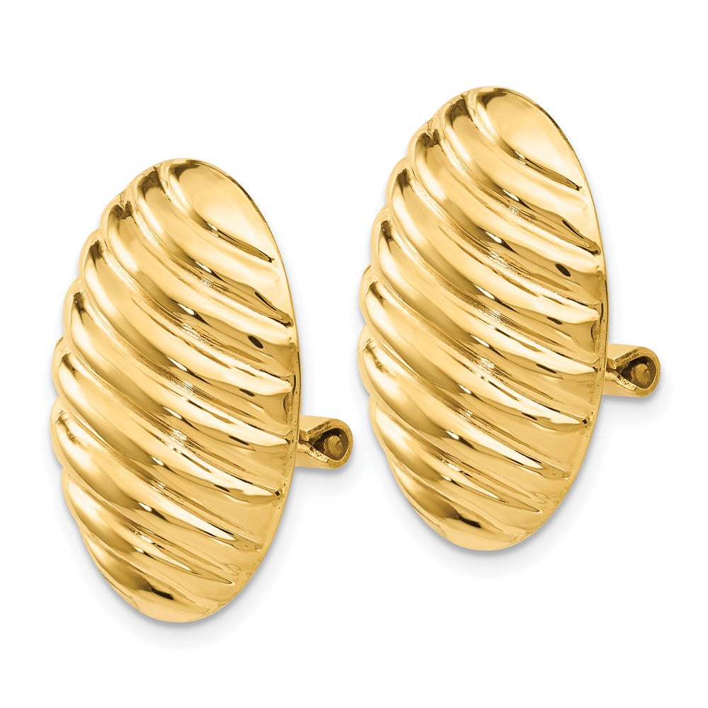 14k Yellow Gold 15 mm Polished Button Non-pierced Omega Back Earrings (4.92 grams)