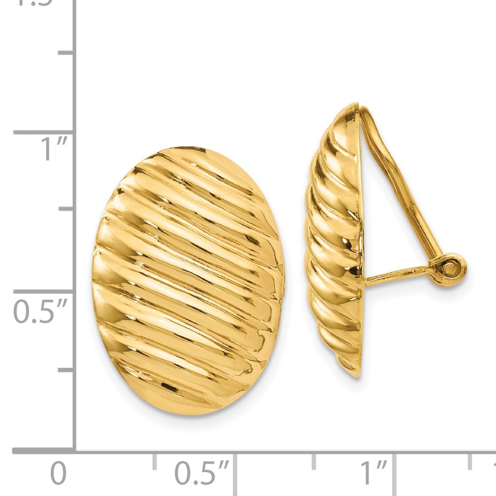 14k Yellow Gold 15 mm Polished Button Non-pierced Omega Back Earrings (4.92 grams)