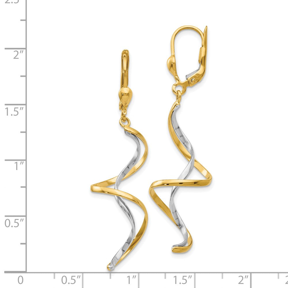 14k Two-tone 14 mm Spiral Dangle Earrings (3.59 grams)