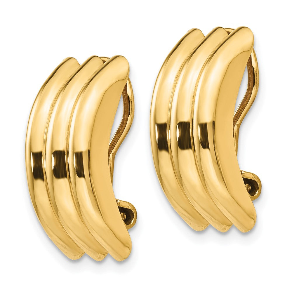 14k Yellow Gold 8.5 mm Omega Clip Non-pierced Earrings (3.25 grams)