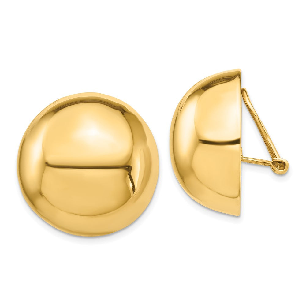 14k Yellow Gold 24 mm Half Ball Non-pierced Earrings (10.04 grams)