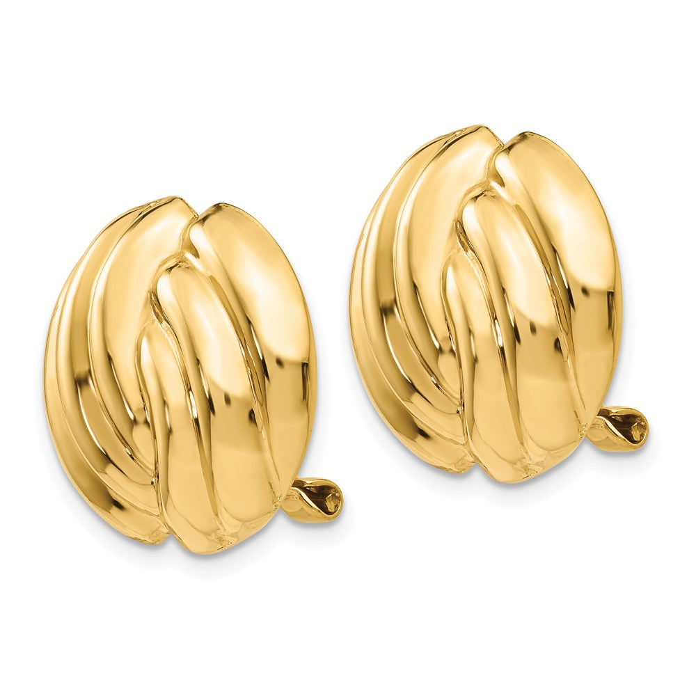 14k Yellow Gold 18 mm Omega Clip Polished Non-pierced Earrings (4.92 grams)