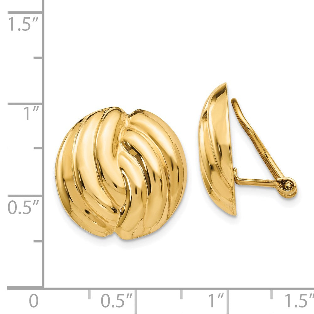 14k Yellow Gold 18 mm Omega Clip Polished Non-pierced Earrings (4.92 grams)
